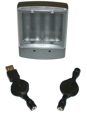 battery charger for mobile phone and cables USB and Jack
