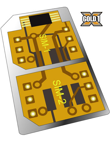 Dual SIM Card Simore Gold type 1, 2 SIM Cards in one Mobile Phone