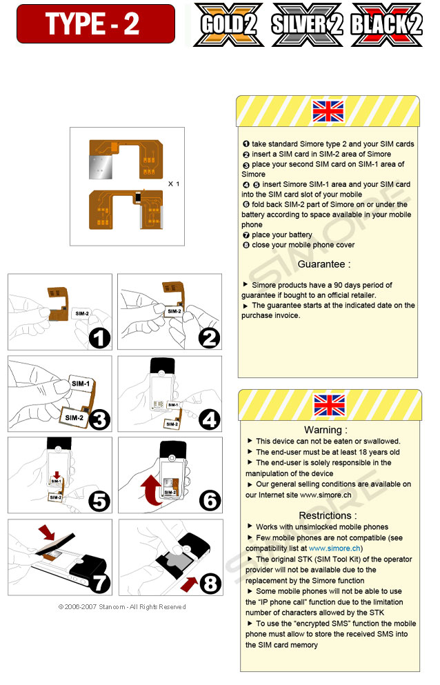User manual dual SIM card adapter Type 2
